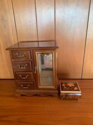 Vintage Pair Of Wooden Jewelry Boxes