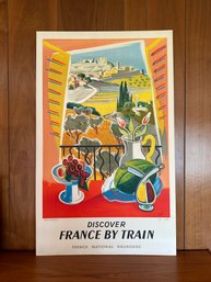Vintage ORIGINAL 1954 Travel Advertisement Poster - France By Train