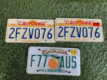 Vintage License Plates Florida And California