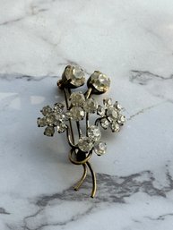 Vintage Rhinestone Flower Brooch