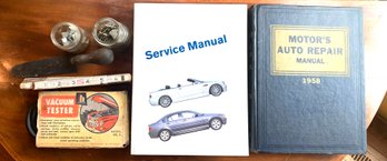 Lot Of Vintage Garage Items And Auto Repair Books