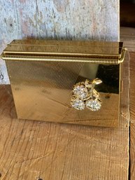 Vintage VOLUPTE Gold Colored Rhinestone Compact