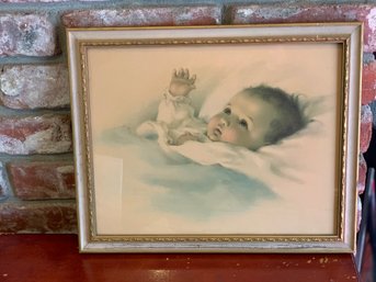 Vintage Baby Awakening Framed Picture