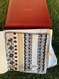 Vintage CARTIER Scarf In Box With COA
