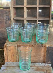 Vintage Green Ribbed Glasses (NWT)