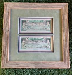 Antique '1914' State Of California Anglers Fishing Licenses Framed
