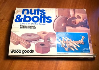 Vintage Nuts & Bolts Wood Construction Toy Set