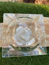 Vintage Square Crystal Glass Ashtray W/ Matchbooks