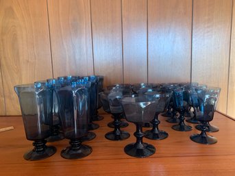 Vintage LOT Of Slate Blue Glassware
