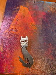 Vintage STERLING SILVER Cat Pin
