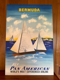 Vintage ORIGINAL 1960's Airline Advertisement Poster - Bermuda Pan America