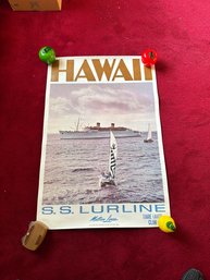 Vintage Original 1960's Travel Poster  - S. S. Lurline Matson Lines Hawaii