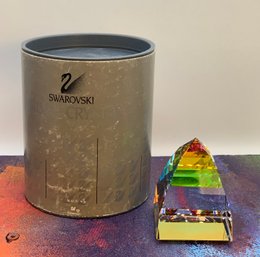 Vintage Swarovski Pyramid Prismatic Rainbow Crystal Paperweight