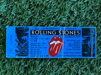 Vintage 1981 Rolling Stones Ticket Stub - Candlestick Park