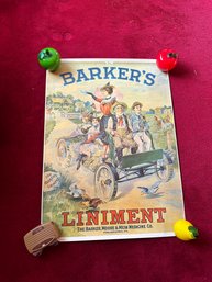 Vintage Original BARKER'S Liniment Advertisement Poster