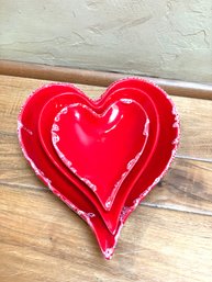 Vintage Red Hearts Ceramic Wall Hanging