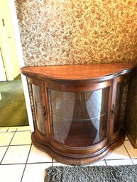 Vintage 1980's Curved Glass China Accent Cabinet