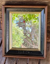 Vintage Framed Wooden Mirror Or Tray
