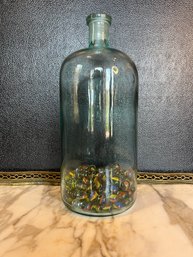 Vintage Glass Bottle With Marbles