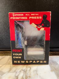 Vintage Superior All Metal Printing Press In Original Box