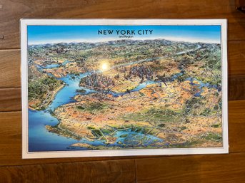 Vintage 1989 Laminated New York Map By Unique Media