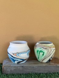 Vintage NEMADJI Earthtone Colored Swirl Vases