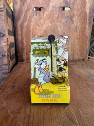 Vintage 1950s Tin Litho MARX Donald Duck Mechanical Bank