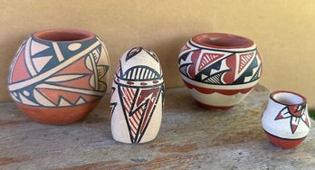 Collection Of Native American Hand Painted Jemez Pottery