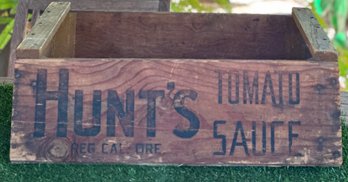 Vintage HUNTs Tomato Sauce Advertisement Wood Crate