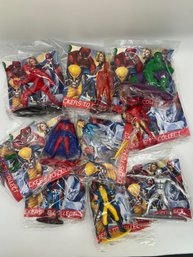 Vintage Set Of 10 Miniature Super Heroes Toys In Sealed Packages