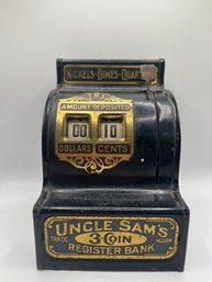 RARE Uncle Sams Eagle 3 Coin Register Bank