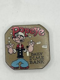 Vintage Tin Litho Popeye (Brown) Registering Dime Bank