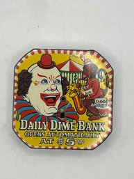 Vintage Tin Litho Circus Clown Daily Dime Bank