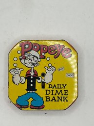 Vintage Tin Litho Yellow Popeye Daily Dime Coin Bank
