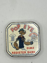 Vintage Tin Litho Popeye Version 1 Dime Register Bank