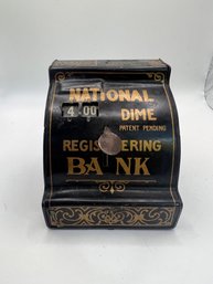 Vintage Tin National Dime Registering Bank
