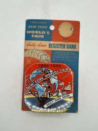 1964-65 Tin Litho World's Fair Dime Bank On Original Card