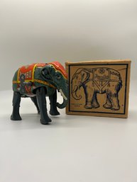 Vintage Tin Litho Jumbo Wind-up Elephant With Original Box (Works)