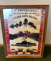 Vintage Anniversary Golden Gate Bridge Framed Poster