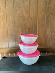 Vintage Pink Wonderlier Food Storage Bowl Set Tupperware