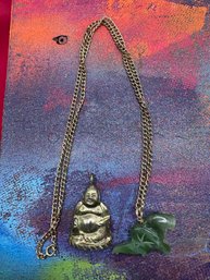 Vintage Budha & Elephant Hard Stone Necklaces