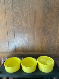 Vintage Tupperware Yellow Servalier Canisters S/3