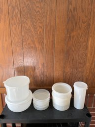 Vintage Lot Of White Tupperware Items
