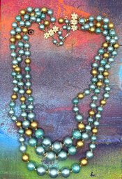 Vintage Multi-Colored Costume Jewelry Tiered Bead Necklace