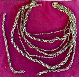 Vintage KRAMER Of New York Tiered 7 Strand Gold Tone Necklace