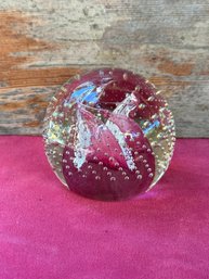 Vintage 1982 Caithness Art Glass Paperweight 'Cauldron Ruby