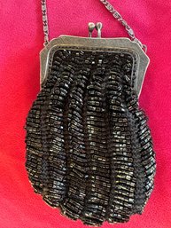 Vintage Beaded Purse With Long Beaded Strap