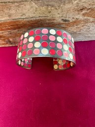 Vintage Pink Hued Dot Pattern Metal Cuff Bracelet