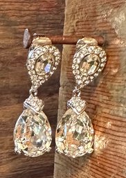 Vintage Jeweled Rhinestone Dangle Foil Back Earrings