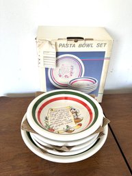 Vintage Italian Themed Pasta Bowl Set